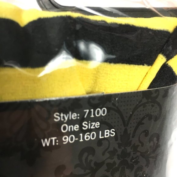* Leg Avenue # 7100 Yellow Black Stripe Tights NWT NOS - Picture 5 of 8